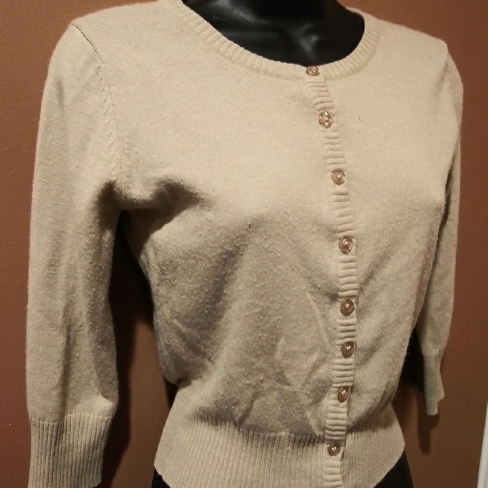 Active Basic Tan Button Up Sweater Size Medium - image 4